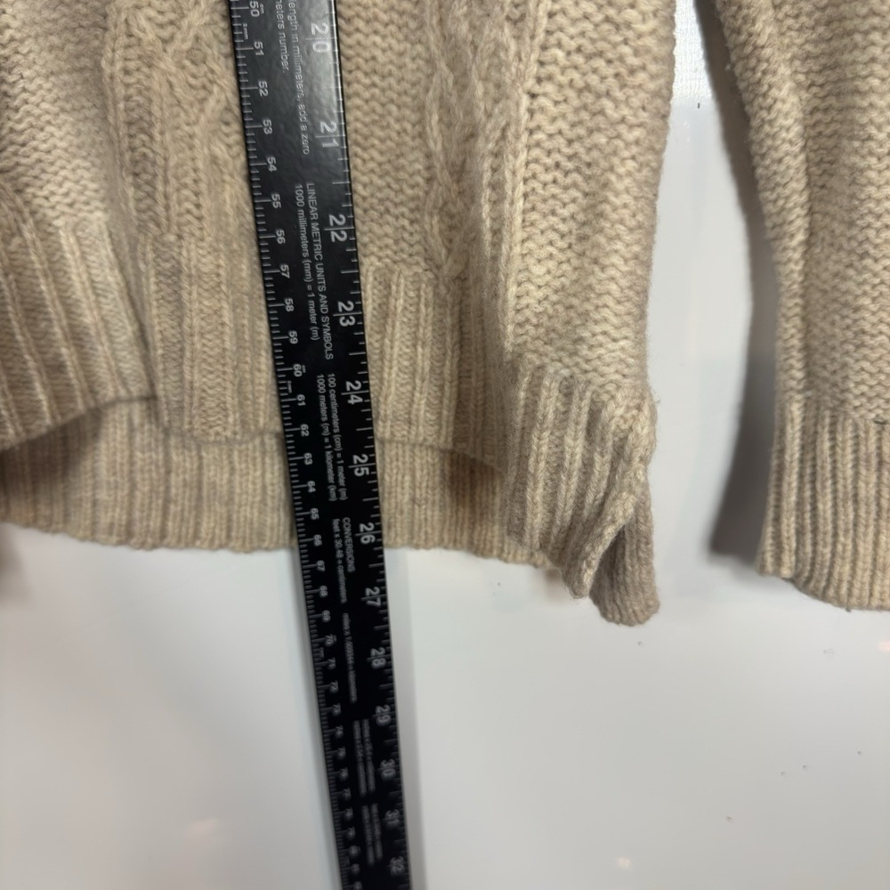 Anthropologie Knitted & Knotted Wool Cable Knit Lace Sweater Medium Beige Cream - Picture 7 of 9